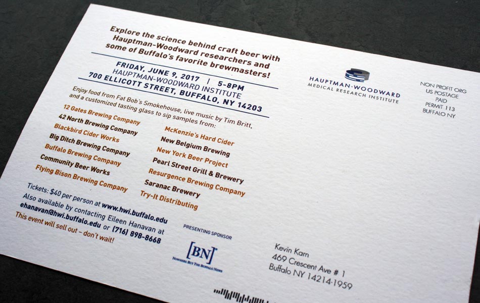 HWI Brewing Science invitation postcard